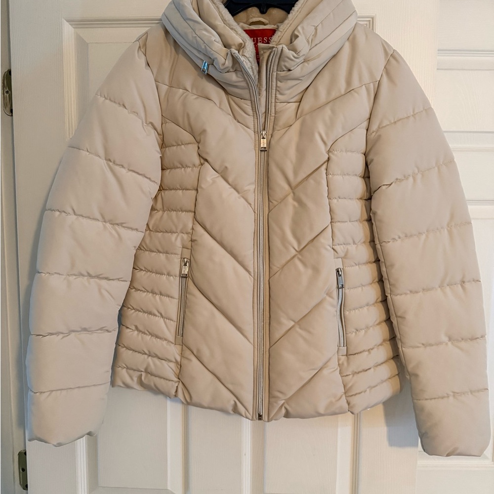 Guess Women's Beige Puffer Jacket